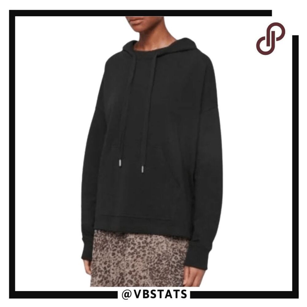 AllSaints Women's‎ Etienne Oversized Pullover Hooded Sweatshirt Black Small